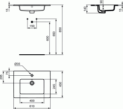 Umywalka 61x45 cm Ideal Standard Tempo E066801