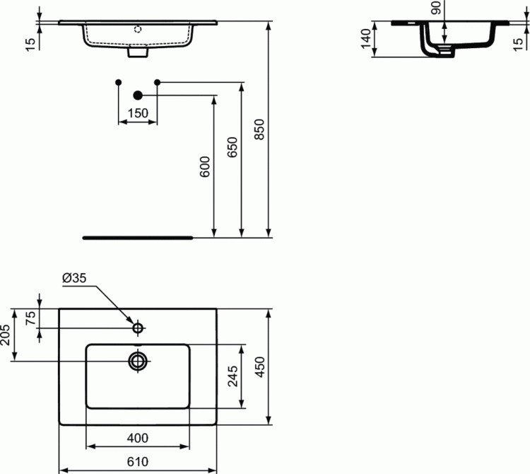Umywalka 61x45 cm Ideal Standard Tempo E066801