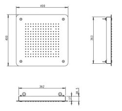 Deszczownica natryskowa kwadratowa 40x40 cm stal nierdzewna Sphera Rain SD4958403CR - rysunek techniczny