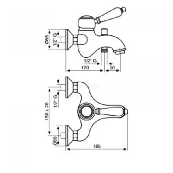Bateria wannowa Retro ścienna Emmevi Laguna 40061