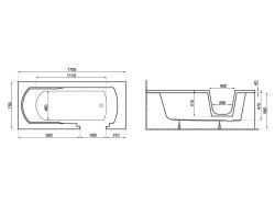 Obudowa BASIC do wanny AVO 170x75 cm Polimat 00890+00891 - rysunek techniczny