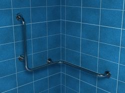 Uchwyt łazienkowy dla osób niepełnosprawnych kątowy, poziomo-pionowy, prawy, ścienny 70x61x75 cm stal nierdzewna mat Makoinstal PSM 135P