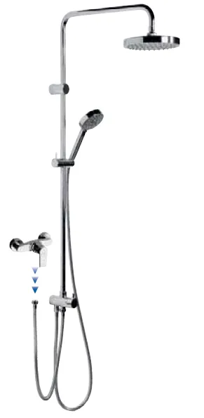 Zestaw prysznicowy z okrągłą deszczownicą 30 cm i baterią ścienną kompletna Sapho 1202-13+5884 chrom