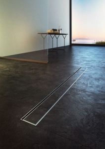 Odpływ liniowyAPZ6  80 cm z usztem Floor 750 do wypełnienia kaflem widok z góry