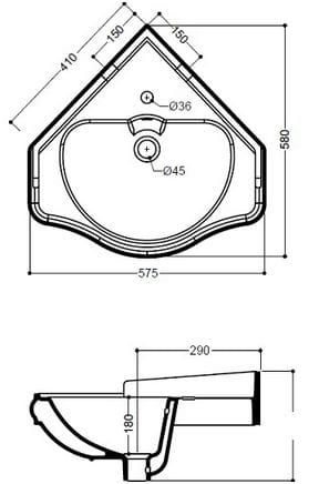 Przejdź do produktu Umywalka narożna 58x57,5 cm Kerasan Retro 103201 biała  