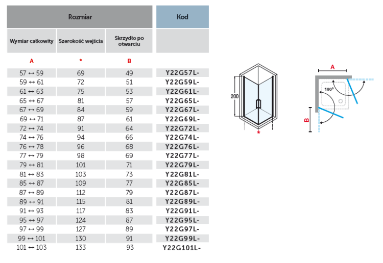 Kabina narożna kwadratowa 133x133 cm czarny mat Novellini Young 2G Y22G101L1H+Y22G101L1H
