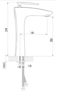 Bateria umywalkowa wysoka 27 cm Sapho Veneta VN06