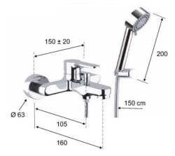 Bateria wannowa ścienna chrom Remer Winner W02CR