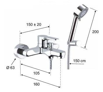 Bateria wannowa ścienna chrom Remer Winner W02CR