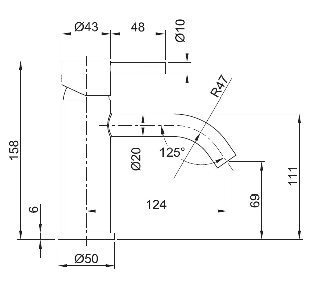 Bateria umywalkowa 16 cm dźwigniowa Sapho Minimal MI002 stal nierdzewna