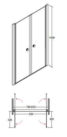 Przejdź do produktu Drzwi prysznicowe wahadłowe 80x195 cm Besco Sinco Due 80 DSD-80