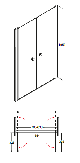 Drzwi prysznicowe wahadłowe 80x195 cm Besco Sinco Due 80