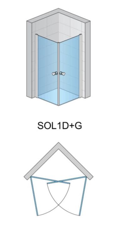 Kabina prysznicowa narożna SanSwiss Solino SOL1D+G rys.tech.