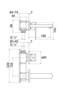 Bateria umywalkowa podtynkowa 2-otworowa Steinberg seria 170 chrom 1701804