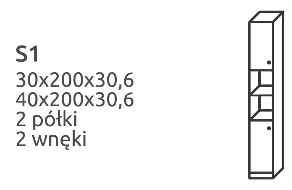 Słupek łazienkowy z MDF wysoki S1 z drzwiczkami i wnękami