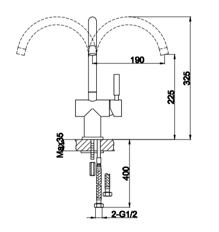 Przejdź do produktu Bateria kuchenna wysoka Kohlman Roxin QB140R chrom
