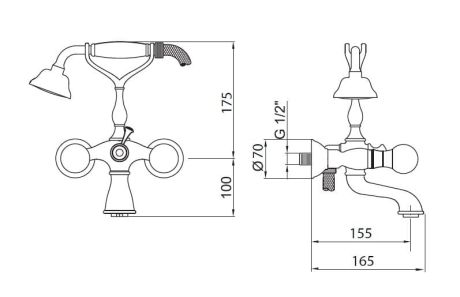Przejdź do produktu Bateria wannowa Retro z uchwytami z kryształami Swarovskiego Giulini Odessa 3900OR złoto