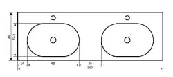 Umywalka podwójna konglomeratowa 160x45 cm Dublin 160/2 rysunek techniczny