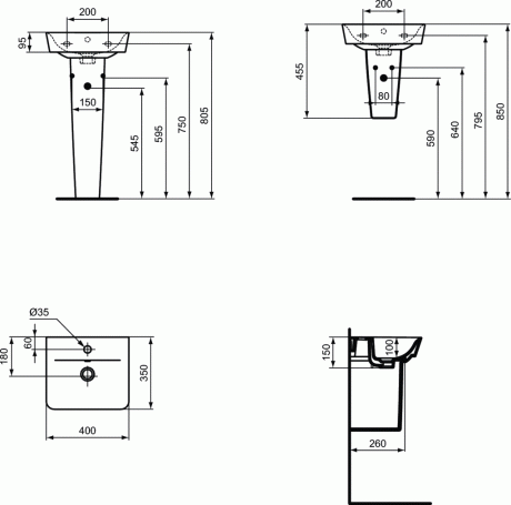 Przejdź do produktu Umywalka 40x35 cm Ideal Standard Connect Air E0747