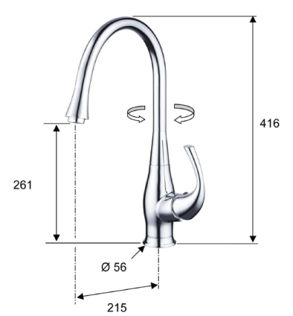 Przejdź do produktu Bateria kuchenna 42 cm wysoka z obrotową wylewką Sapho Prim PR21619 chrom