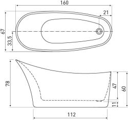 Wanna wolnostojąca 160x67 cm Kerra Maya rys.tech.