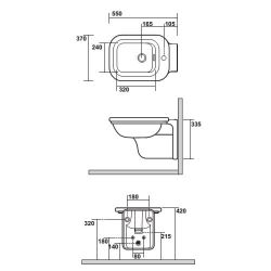 Kerasan Waldorf bidet wiszący bronzo 4125K3 - rysunek techniczny