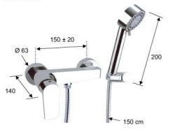 Bateria prysznicowa ścienna kompletna Remer Dream D38CR