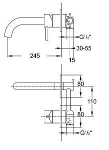 Bateria umywalkowa 2-otworowa podtynkowa Steinberg seria 100 chrom 1001820 