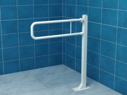 Uchwyt dla niepełnosprawnych 60 cm łukowy uchylny biały mocowany do podłogi Makoinstal 32- URP6