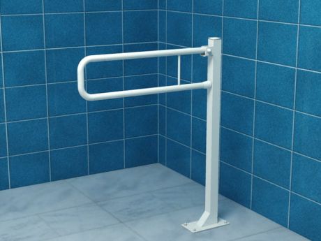 Przejdź do produktu Uchwyt łazienkowy dla osób niepełnosprawnych 60 cm łukowy uchylny biały mocowany do podłogi Makoinstal 32-URP6