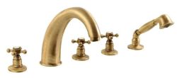 Bateria wannowa 5-elementowa Retro ze słuchawką prysznicową Reitano Antea 3316 bronzo