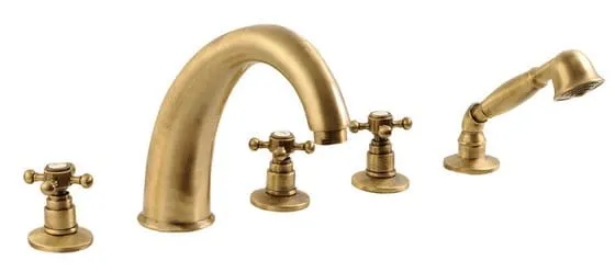 Bateria wannowa 5-elementowa Retro ze słuchawką prysznicową Reitano Antea 3316 bronzo