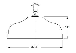 Deszczownica natryskowa okrągła 30 cm miedź Sphera Lord SD4130003RA - rysunek techniczny