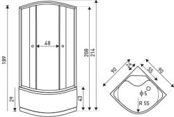 Kabina prysznicowa półokrągła 90x90 cm Kerra Paulina 90 z hydromasażem rys.tech.