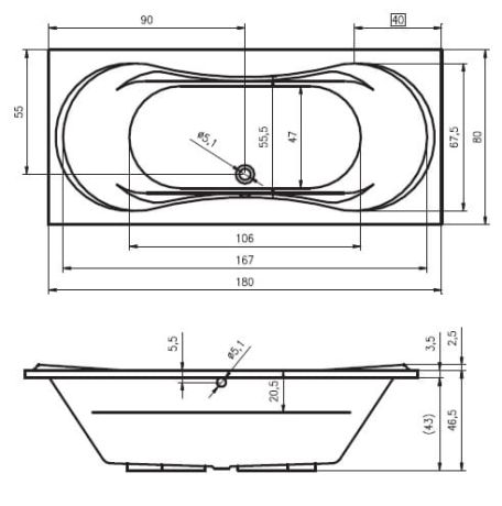 Przejdź do produktu Wanna prostokątna 180x80cm do zabudowy Riho Supreme B012001005 biały połysk