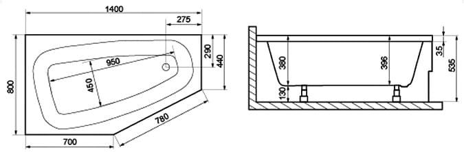 Marika obudowa do wanny prawej 00800