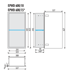 Szafka łazienkowa pod zabudowę 32,3x62,3x10 cm MCJ stal lakierowana proszkowo kolor biały szkło białe F.PWD LWH 600/10