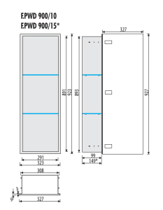 Szafka łazienkowa pod zabudowę 32,3x92,3x15 cm z kołnierzem typu Flat MCJ stal lakierowana proszkowo w kolorze biały szkło biały F.PWD LWH 900/15