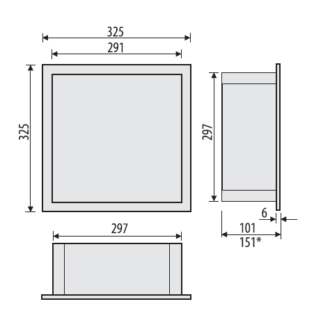 Półka łazienkowa wnękowa do zabudowy 18x18x10 cm ze stali nierdzewnej kołnierz typu Bend MCJ B.PWN 300/10