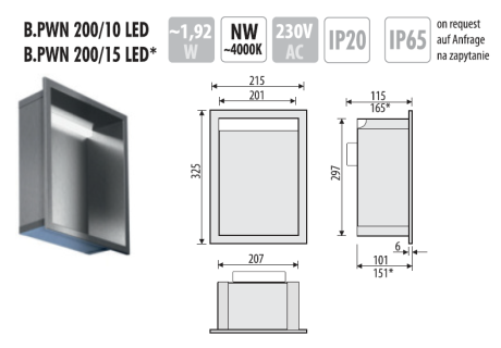 Przejdź do produktu Półka łazienkowa wnękowa do zabudowy 21,5x32,5x15 cm ze stali nierdzewnej z oświetleniem LED kołnierz typu Bend MCJ B. PWN LED 200/15
