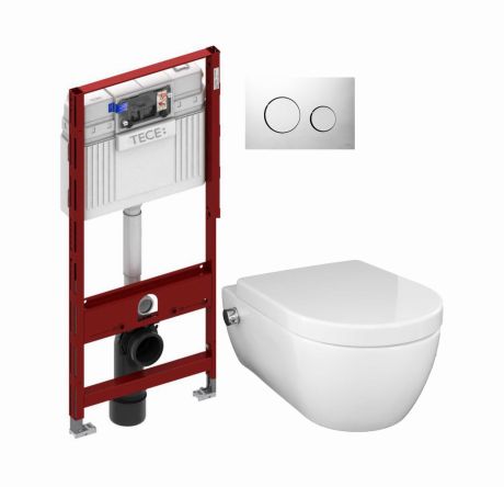 Przejdź do produktu Miska WC bezrantowa z funkcją bidetu 2w1 z deską w komplecie ze stelażem podtynkowym Tece Harmony MAN 3+Tece