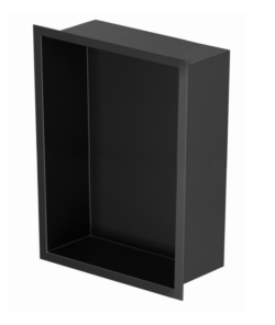 Półka łazienkowa wnękowa do zabudowy 23,3x32,3x10 cm ze stali nierdzewnej lakierowanej kolor czarny kołnierz typu Flat MCJ F.PWN LBL 200/10