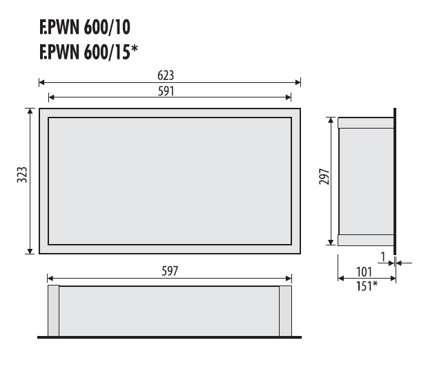 Półka łazienkowa wnękowa do zabudowy 62,3x32,3x10 cm ze stali nierdzewnej kołnierz typu Flat MCJ F.PWN 600/10