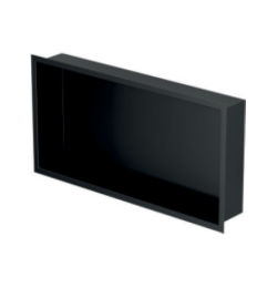 Półka łazienkowa wnękowa do zabudowy 62,3x32,3x10 cm ze stali nierdzewnej lakierowana w kolorze czarnym kołnierz typu Flat MCJ F.PWN LBL 600/10