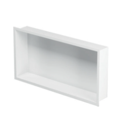 Półka łazienkowa wnękowa do zabudowy 92,3x32,3x10 cm ze stali nierdzewnej lakierowana w kolorze białym kołnierz typu Flat MCJ F.PWN LWH 900/10