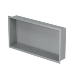 Półka łazienkowa wnękowa do zabudowy 92,3x32,3x10 cm ze stali nierdzewnej lakierowana w kolorze szarym kołnierz typu Flat MCJ F.PWN LGR 900/10