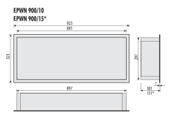 Półka łazienkowa wnękowa do zabudowy 92,3x32,3x10 cm ze stali nierdzewnej lakierowana w kolorze białym kołnierz typu Flat MCJ F.PWN LWH 900/10