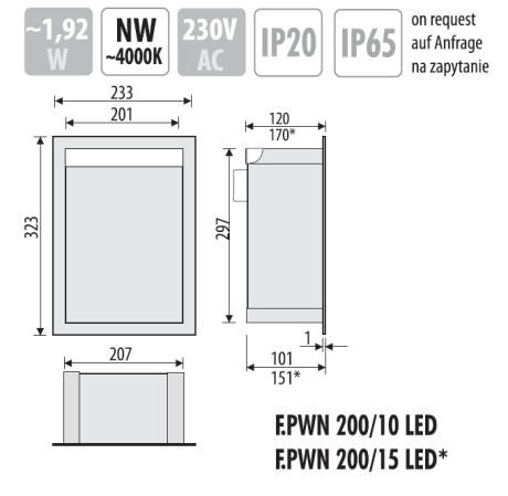 Przejdź do produktu Półka łazienkowa wnękowa do zabudowy 23,3x32,3x10 cm ze stali nierdzewnej z oświetleniem LED, kołnierz typu Flat MCJ F.PWN 200/10 LED