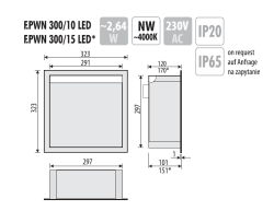 Półka łazienkowa wnękowa do zabudowy 32,3x32,3x10 cm ze stali nierdzewnej lakierowanej w kolorze białym z oświetleniem LED, kołnierz typu Flat MCJ F.PWN LWH 300/10 LED