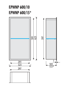 Półka łazienkowa wnękowa do zabudowy 32,5x62,3x10 cm ze stali nierdzewnej lakierowanej na kolor biały ze szklanymi półkami kołnierz typu Flat MCJ F.PWNP LWH 600/10